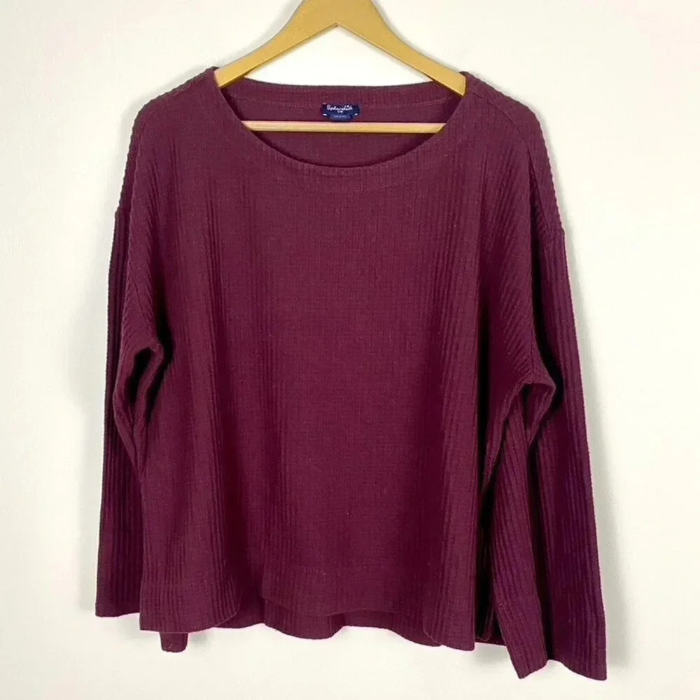 Splendid Waffle Knit Boxy Top